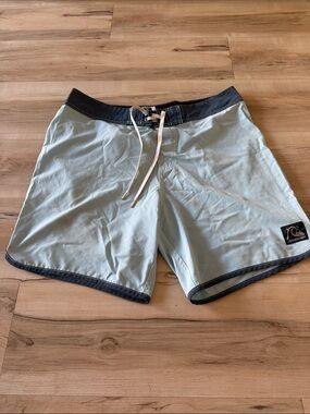 Quiksilver Light Blue Board Shorts with Navy Waistband